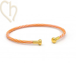 Bracelet stainless steel and Cord with screwable end - Pink and Gold
