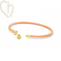 Bracelet Jonc acier Corde avec embout visé - Orange et Gold