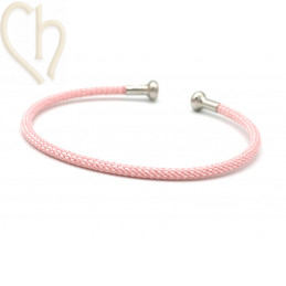 Bracelet Jonc acier Corde avec embout visé - Rose et Rhodium