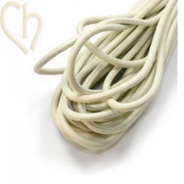 Leather round 4mm Creme