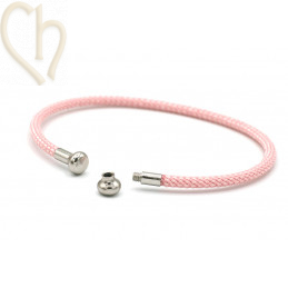 Bracelet Jonc acier Corde avec embout visé - Rose et Rhodium