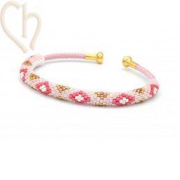 Bracelet stainless steel and Cord with screwable end - Rose and Gold