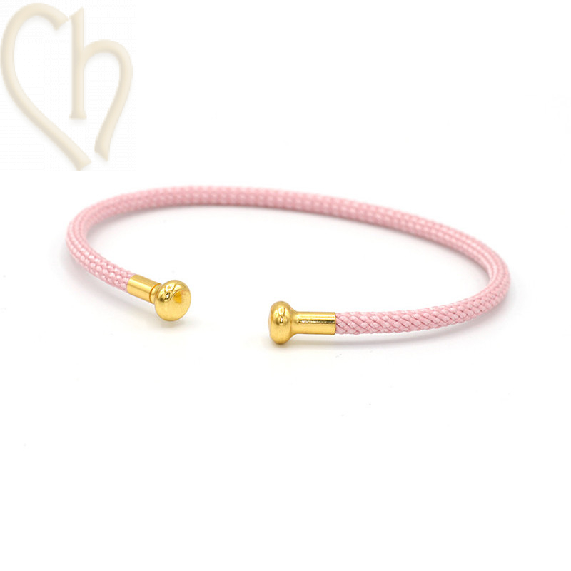 Bracelet stainless steel and Cord with screwable end - Rose and Gold