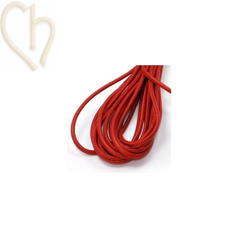 Cuir rond 4mm Rouge foncé