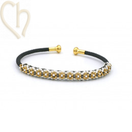 Armband Jonc peyote Zwart Gold