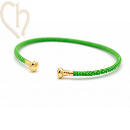 Armbandje edelstaal met Cord en afdraaiend eindstukje - Groen Gold Plated