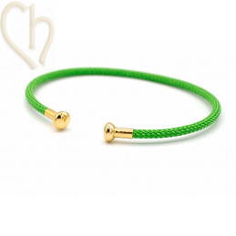 Bracelet stainless steel and Cord with screwable end - Green Gold Plated