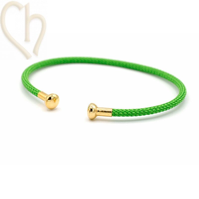 Bracelet stainless steel and Cord with screwable end - Green Gold Plated Bracelet stainless steel and Cord with screwable end - Green Gold Plated
