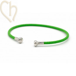 Bracelet stainless steel and Cord with screwable end - Green Rhodium