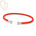 Armbandje edelstaal met Cord en afdraaiend eindstukje - Rood Rhodium