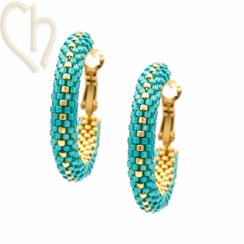 Kit DIY boules d'oreilles créoles 30mm Turquoise