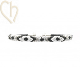 Schema Grille bracelet Jonc Black Silver Mix