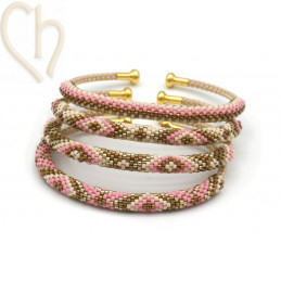 Pattern Bracelet Bangle Beige Rose