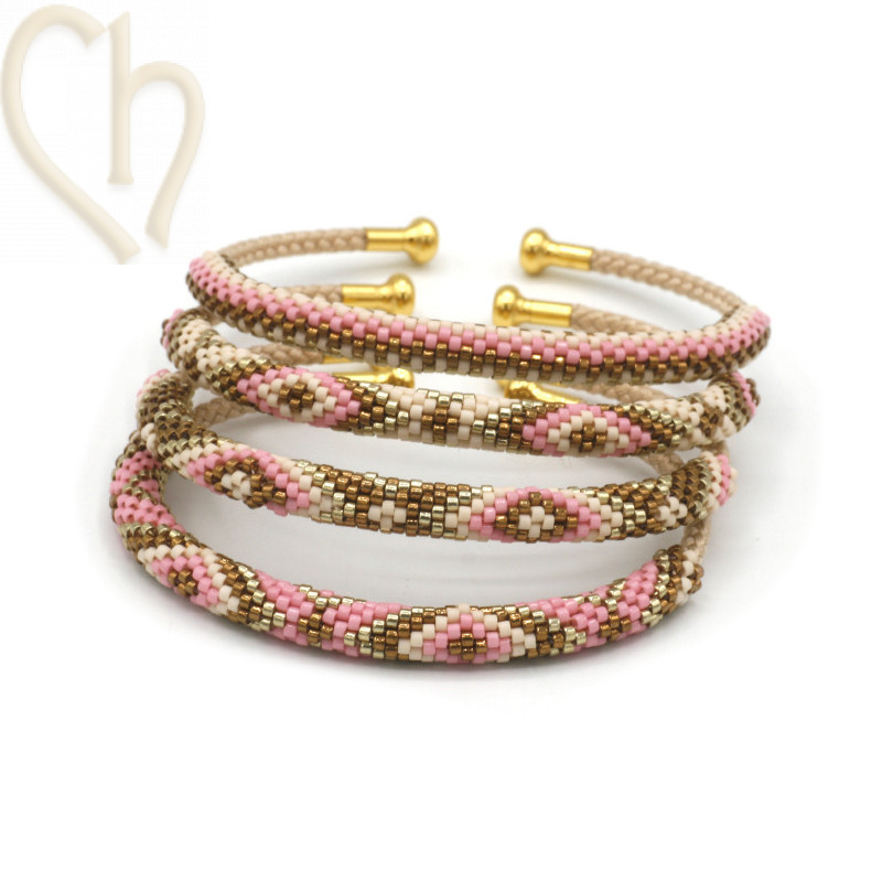 Pattern Bracelet Bangle Beige Rose