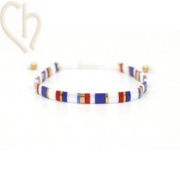 Armbandje met Miyuki kralen Tila Red Cobalt Vive la France