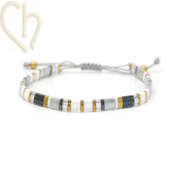 Armbandje met Miyuki kralen Tila Gun Gold White