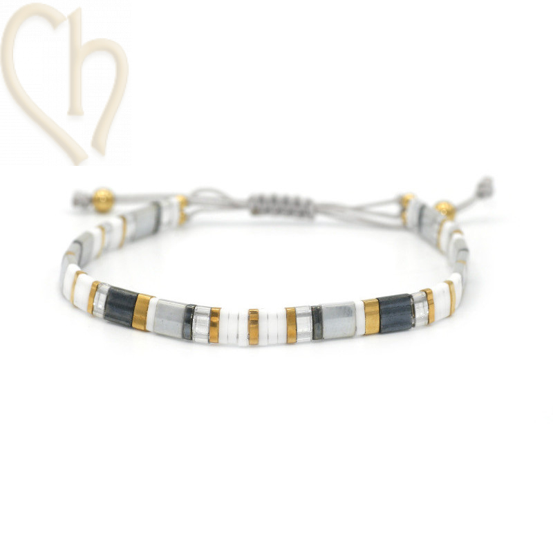Kit bracelet with Miyuki Tila Gun Gold White Kit bracelet with Miyuki Tila Gun Gold White