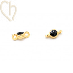 Spacer Gold Plated round 5mm with enamel Black