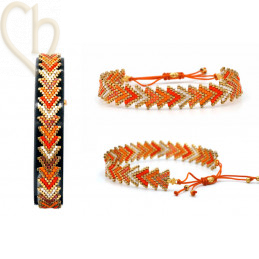 Bracelet macramé and Brickstitch with Miyuki Delica Orange Gold