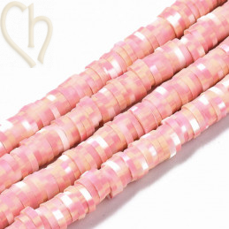 Heishi Rings 6mm White Pink String 40cm