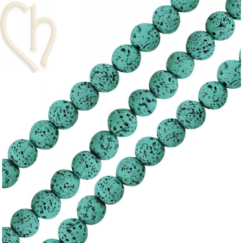Lavasteen gekleurd 6mm rond Veraman Turquoise