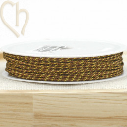Spool 10mm polyester macramé thread with Goldfil - Dark Brown