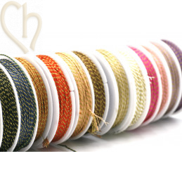 Bobinne 10m fil polyester pour macramé 0,8mm avec mix Goldfil - Occre