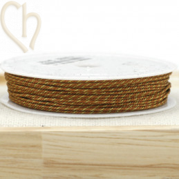 Spool 10mm polyester macramé thread 0,8mm with Goldfil - Ocher