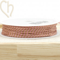 Spool 10mm polyester macramé thread 0,8mm with Goldfil - Pink