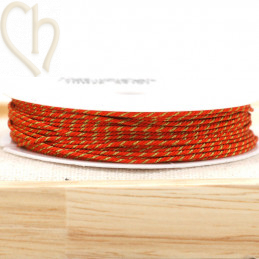 Bobijn 10m polyester draad voor macramé 0,8mm met Goudfil - Rood