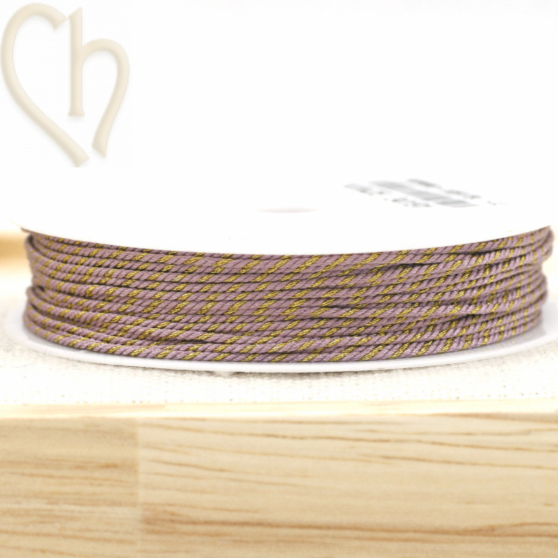 Spool 10mm polyester macramé thread 0,8mm with Goldfil - Lila