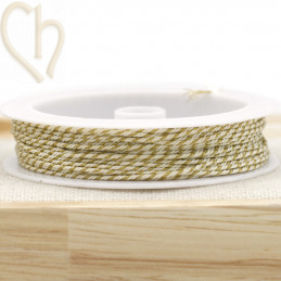 Spool 10mm polyester macramé thread 0,8mm with Goldfil - White