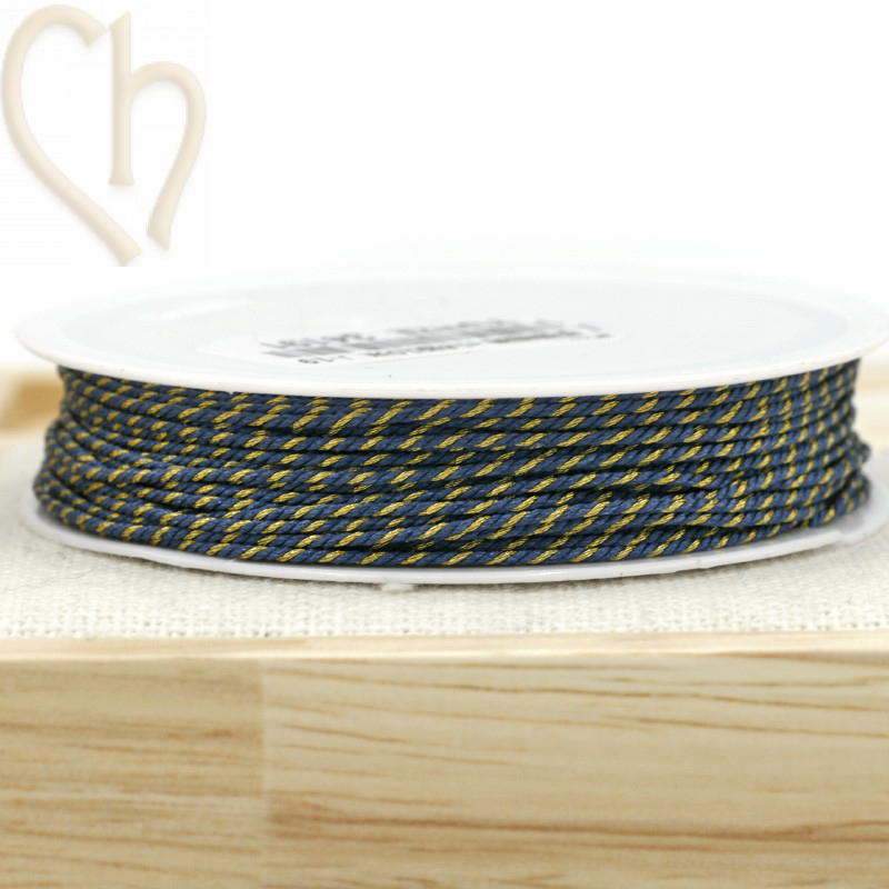 Bobijn 10m polyester draad voor macramé 0,8mm met Goudfil - Marineblauw Bobijn 10m polyester draad voor macramé 0,8mm met Goudfil - Marineblauw