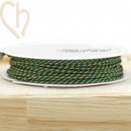 Spool 10mm polyester macramé thread 0,8mm with Goldfil - Emerald Green