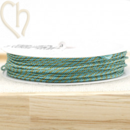 Bobijn 10m polyester draad voor macramé 0,8mm met Goudfil - Turquoise