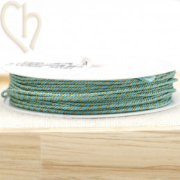 Spool 10mm polyester macramé thread 0,8mm with Goldfil - Turquoise