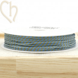 Bobijn 10m polyester draad voor macramé 0,8mm met Goudfil - Lichtblauw