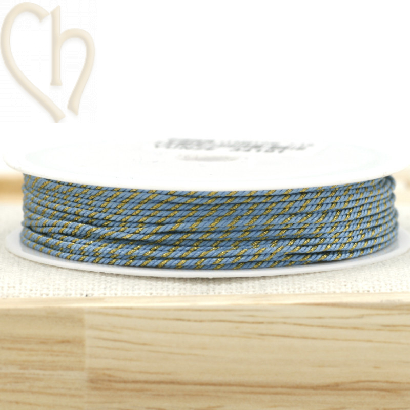 Spool 10mm polyester macramé thread 0,8mm with Goldfil - Light Blue