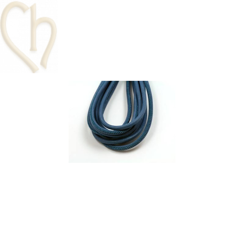 Cuir rond 4mm Blue