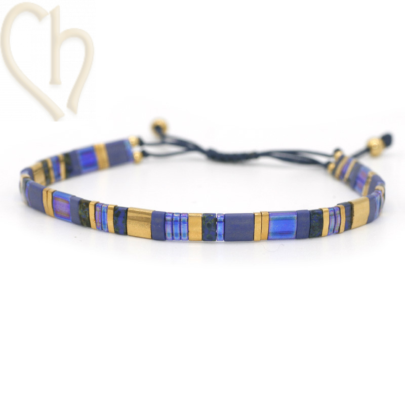 Kit bracelet avec Miyuki perles Tila Blue Gold