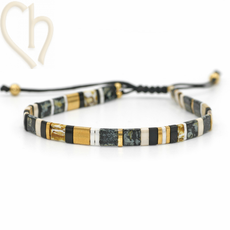 Kit bracelet with Miyuki Tila Black Gold