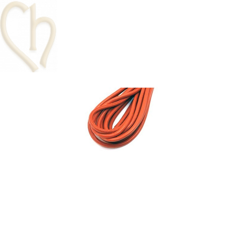 Cuir rond 6mm orange