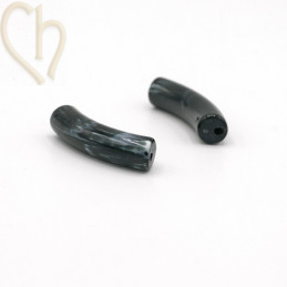 Acryl Tube beads 35*8mm Marbled Black