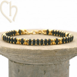 Kit bracelet ByElle avec Superduo perles - Noir Gold
