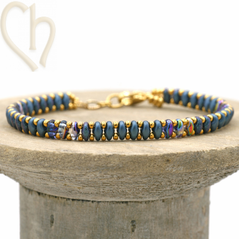 Kit armbandje ByElle met Superduo kralen - Petrol Blue Kit armbandje ByElle met Superduo kralen - Petrol Blue