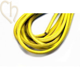 Cuir rond 6mm jaune brillant