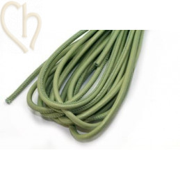 Cuir rond 4mm khaki clair