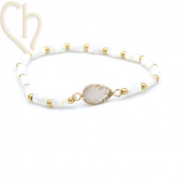 Nacré feuille Nacré 21*8mm sur Gold Plated connector