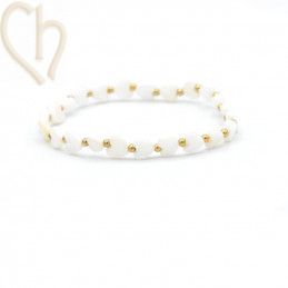 Parelmoer armband op elastiek Cuore