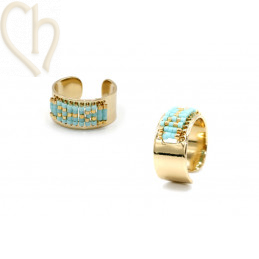 Ring regelbaar Gold Plated voor Miyuki Delica - Gold Turquoise